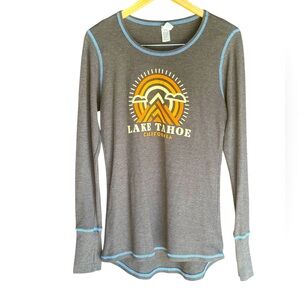 LAKE TAHOE CREW HEATHER BLACK XL Henley thermal top